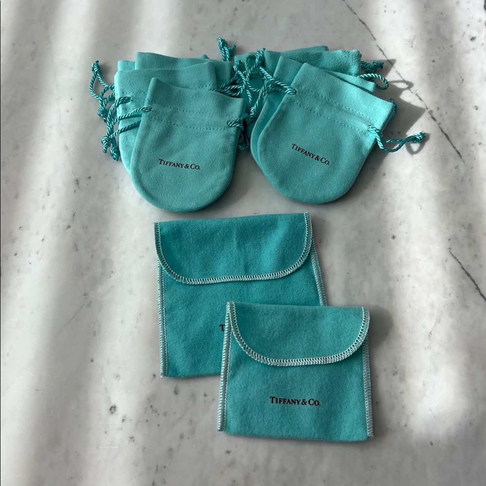 Authentic Tiffany & Co. Jewelry Pouch Lot | 10 Total (8 Small + 2 Fold Pouches)